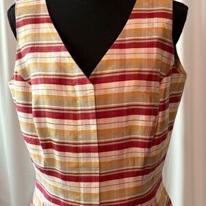 Will Smith Collection Women's Striped Silk Vest - Zipper Closure, Size 8